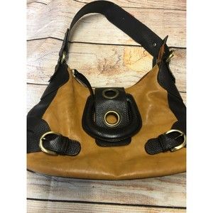 Sophia Visconti Women's Handbag Saddle Brown and Dark Brown Leather